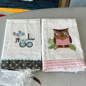 Embroidered Baby and Owl Towels